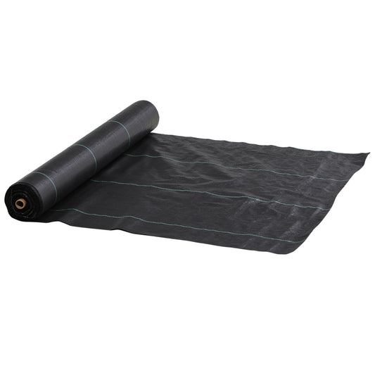 Outsunny 2m x 100m Heavy Duty Weed Control Membrane, Weed Membrane for Landscaping Driveway Gravel Artificial Grass Lawn Underlay, Black