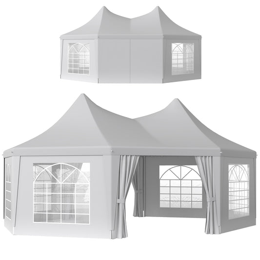 Outsunny 6.8 x 5m Octagonal Party Tent Marquee Gazebo - White