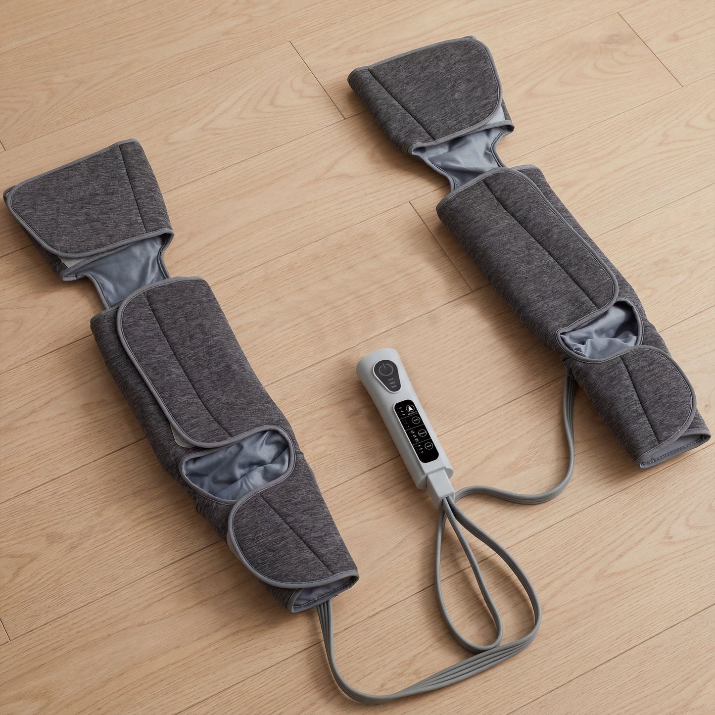Air Compression Leg Massager with Heat | 6 Airbags | 360° Full-Leg Coverage | 3 Modes | 3 Intensities | Grey
