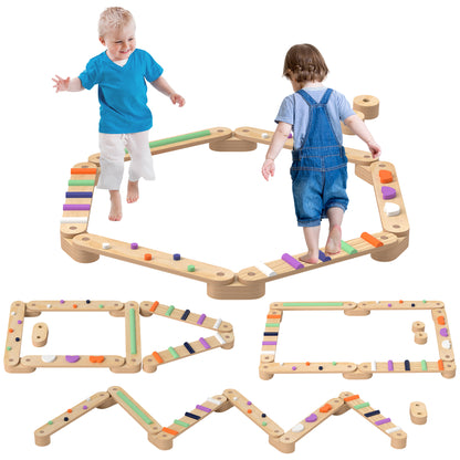 AIYAPLAY Natural Toys Wooden Balance Beam for Kids Build Coordination Agility and Strength