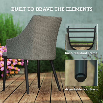 Outsunny 6 Seater Rattan Dining Set with Cushions, Garden Furniture Set, Wicker Outdoor Furniture for Patio, Balcony, Grey