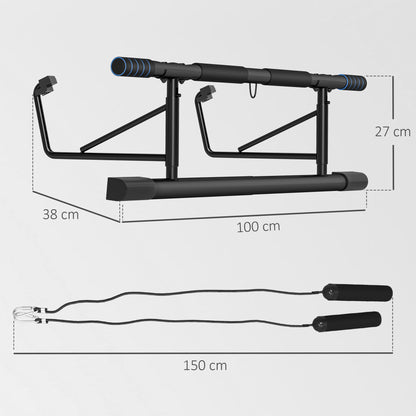 SPORTNOW Pull-Up Bar Doorway with Resistance Bands, No Drilling Chin-Up Bar Push Up Stand with Padded Handles for Home Gym Exercise