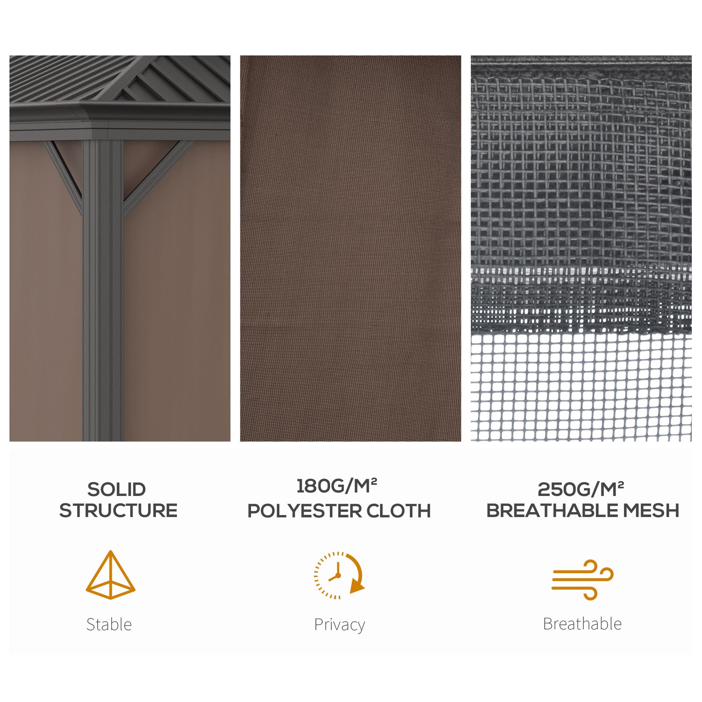 Outsunny 3.65 x 3m Aluminium Hardtop Gazebo With Accessories - Brown