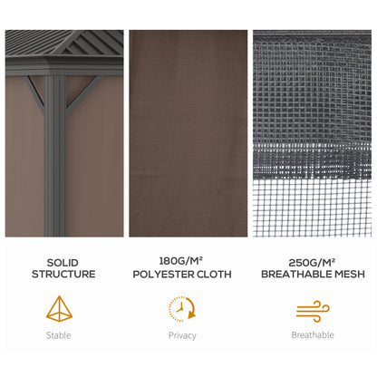 Outsunny 3.65 x 3m Aluminium Hardtop Gazebo With Accessories - Brown