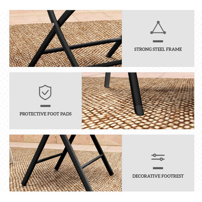 3 Piece Folding Outdoor Bistro Set | 2 Mesh Chairs | Tempered Glass Table Dia 50cm | Powder Coated Metal | No Assembly | 120kg | Black