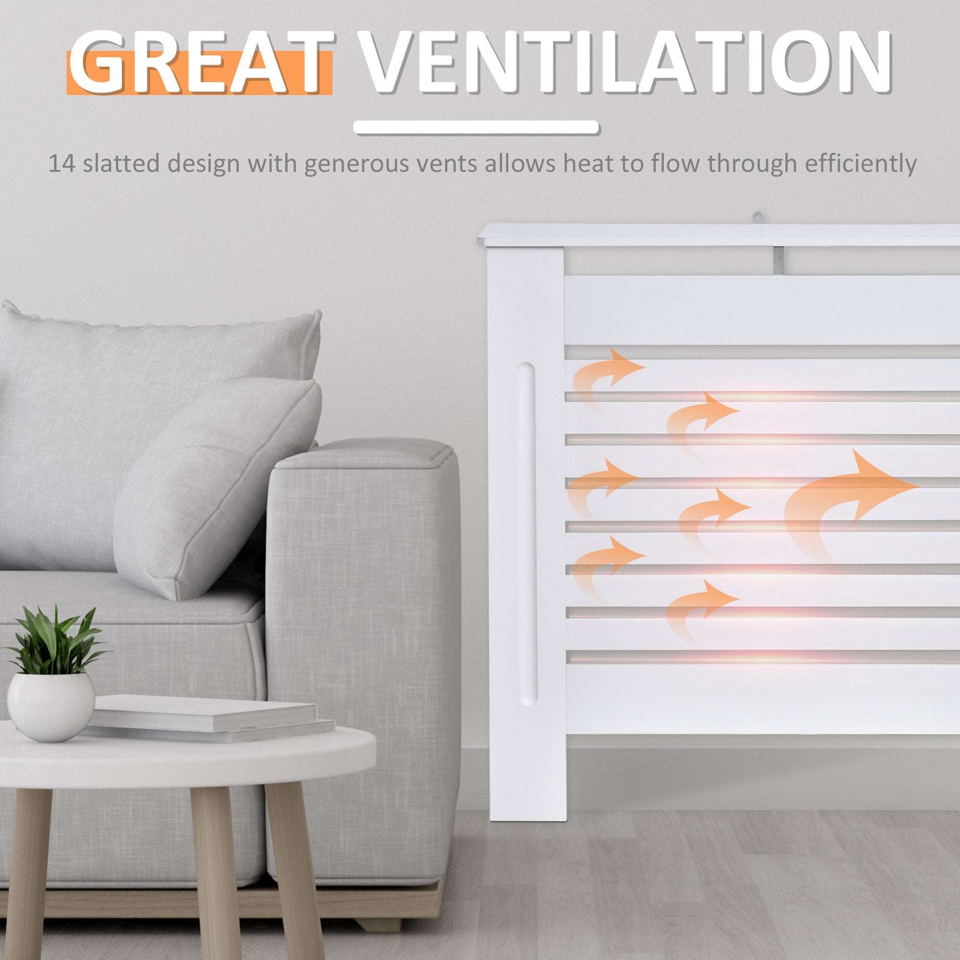 152L x 19W x 81H cm MDF Radiator Cover-White