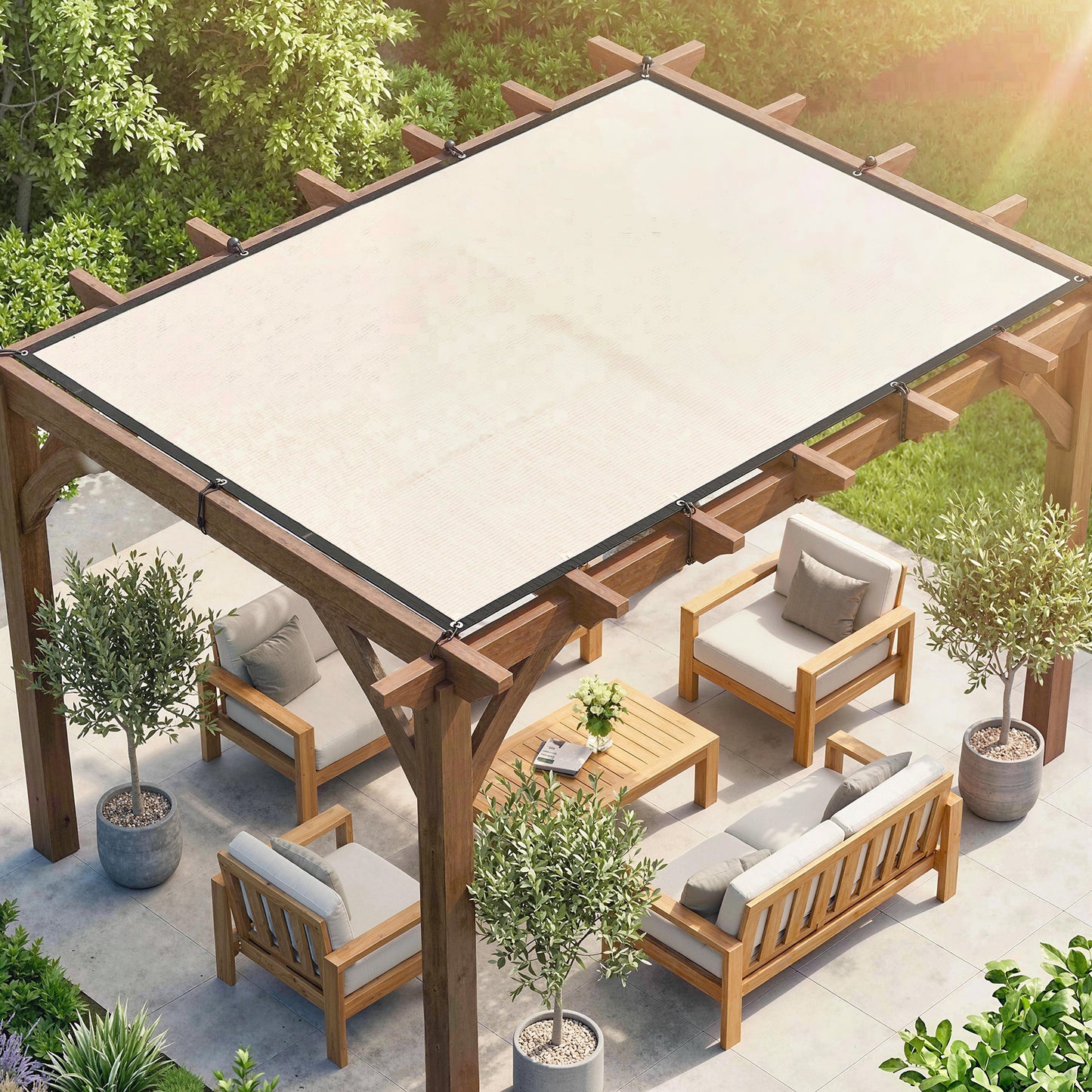 2x3m Sun Shade Sail | 85%+ UV Block | 180g/m² HDPE | 10 Stainless Steel Eyelets | 10 Bungee Ropes Included | Patio Garden Pool | Beige