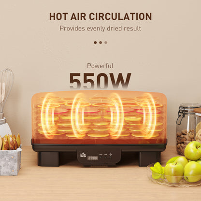 6 Tray Food Dehydrator, 550W Food Dryer Machine with Adjustable Temperature, 48H Timer, for Drying Fruit, Meat, Vegetable, Jerky and Pet Treat, Black
