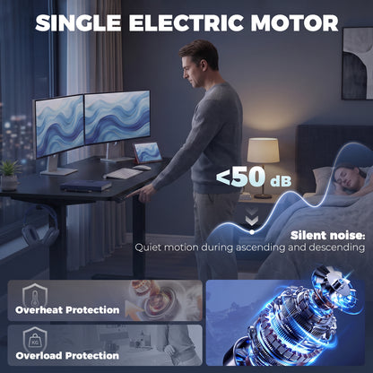 Electric Sit-Stand Desk | Black or White | 120x60cm | Height 72–118cm | LED Panel | 3 Memory Presets | Anti-Collision | Child Lock | 2 Cable Holes | 70kg | 20,000-Cycle Motor