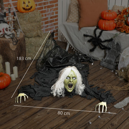 183 cm Life Size Halloween Animated Crawling Zombie with Glowing LED Eyes, Scary Halloween Decorations, Battery Operated, Indoor Outdoor Party Props