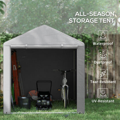 Outsunny 1.6 x 2.2m Garden Storage Shed Tent, with Accessories - Light Grey