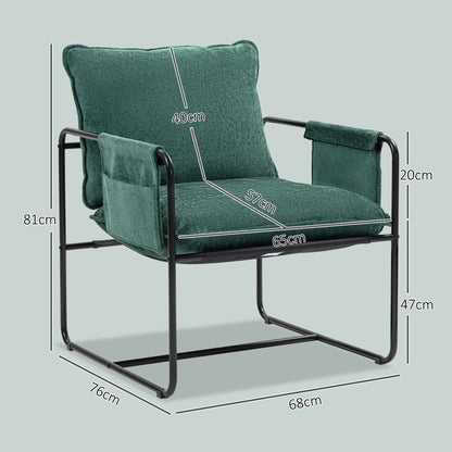 Minimal Padded Accent Chair, with Pockets - Green