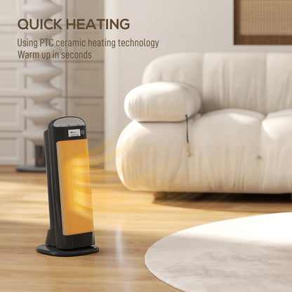 Ceramic Space Heater, 2000W Fan Electric Heater with 4 Modes, Adjustable Thermostat, 55° Oscillation, Tip-Over and Overheat Protection for Bedroom, Home Office, Black