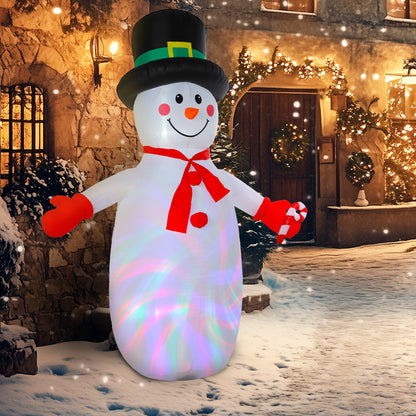 8FT Christmas Inflatable Outdoor Decoration with Dynamic Disco & LED Lights, Self-Inflating Christmas Blow Up Snowman for Garden, Indoor Outdoor Home Decor