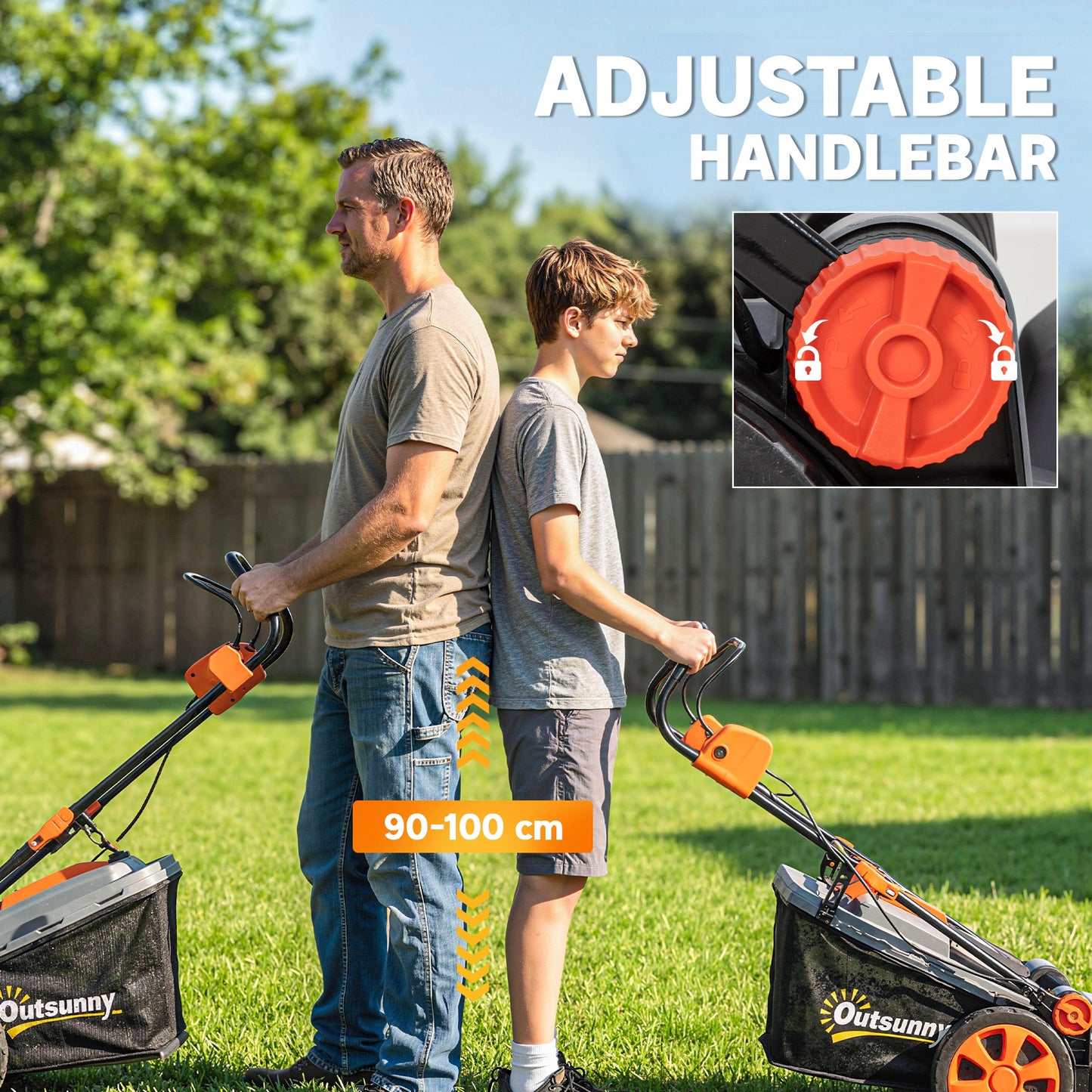 Outsunny 1800W Electric Lawnmower with 40cm Cutting Width, Mulching Feature, 50L Grass Collection Bag, 6 Cutting Heights