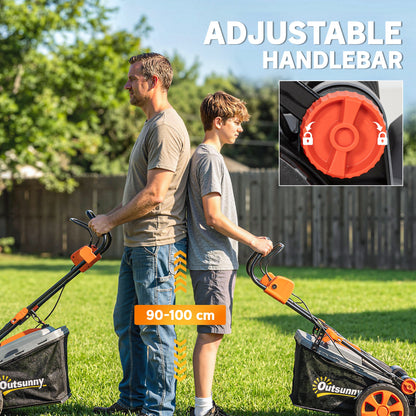 Outsunny 1800W Electric Lawnmower with 40cm Cutting Width, Mulching Feature, 50L Grass Collection Bag, 6 Cutting Heights