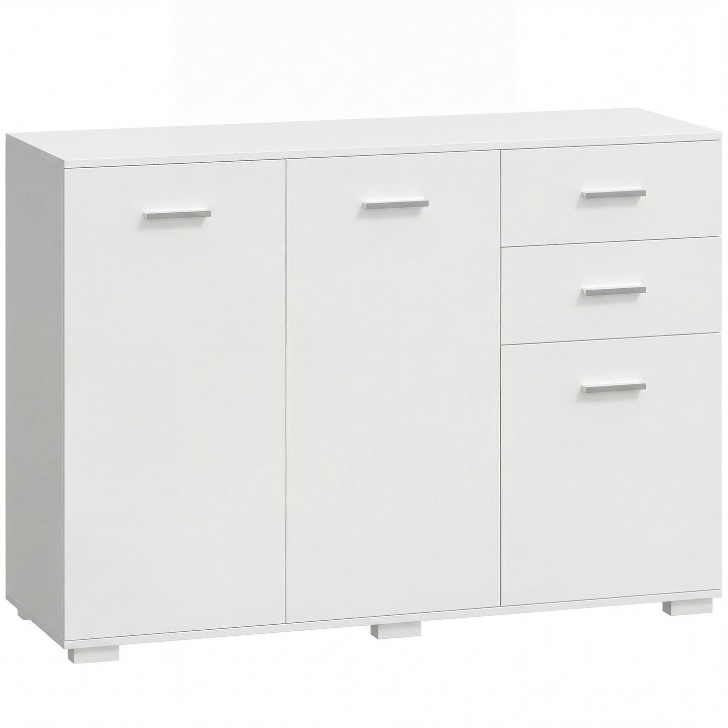 Sideboard, Modern Storage Cabinet with 2 Drawers, 3 Doors and Adjustable Shelves, Black / White