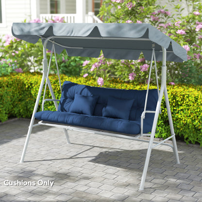 4-Piece Outdoor Cushion Set for 3-Seater Garden Chair | Seat & Back Cushion | 2 Pillows | Tufted | Flame Retardant | Fade & Water Resistant | 150x50x10cm | Dark Blue