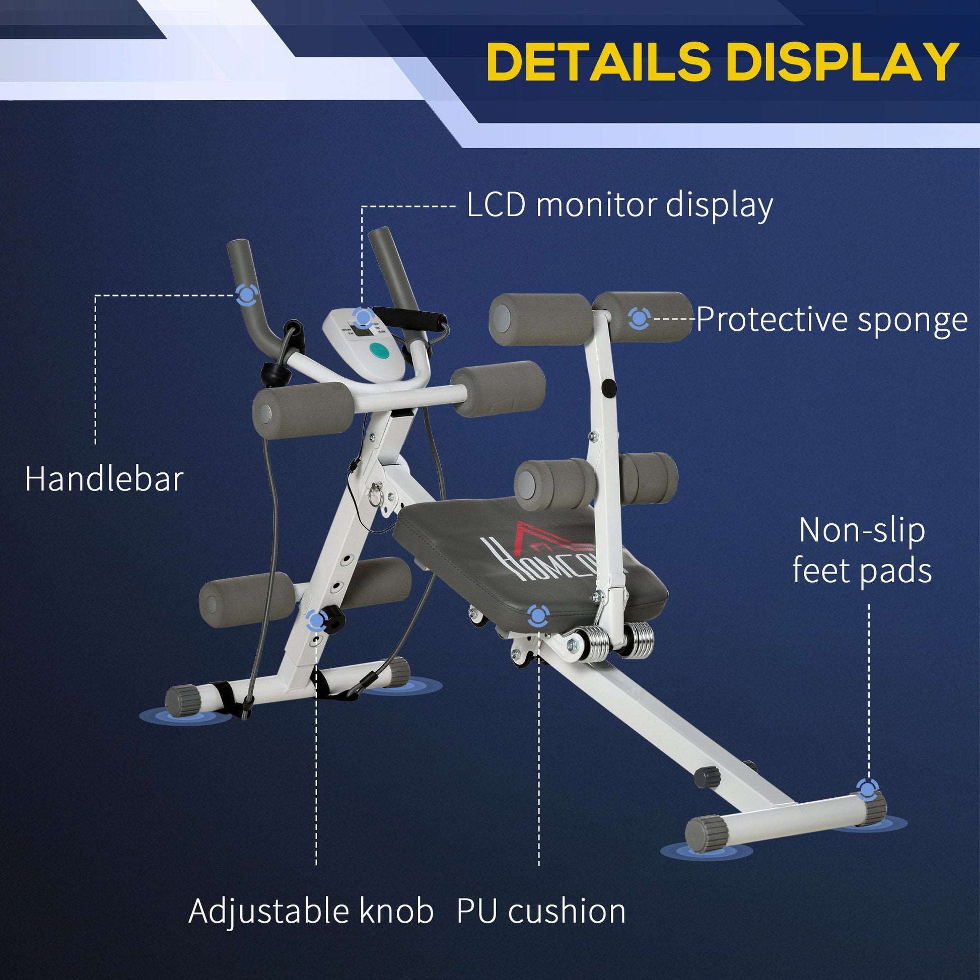 2-IN-1 Core & Abdominal Trainers, Ab Trainer and Sit Up Bench, Core Muscle Trainer w/ Foam Roller, Adjustable Fitness Crunch Machine