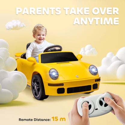 AIYAPLAY Licensed RUF CTR 2017 Electric Car for Kids, with Remote Control, Soft Start, MP3 Player, LED Lights, Yellow / Pink