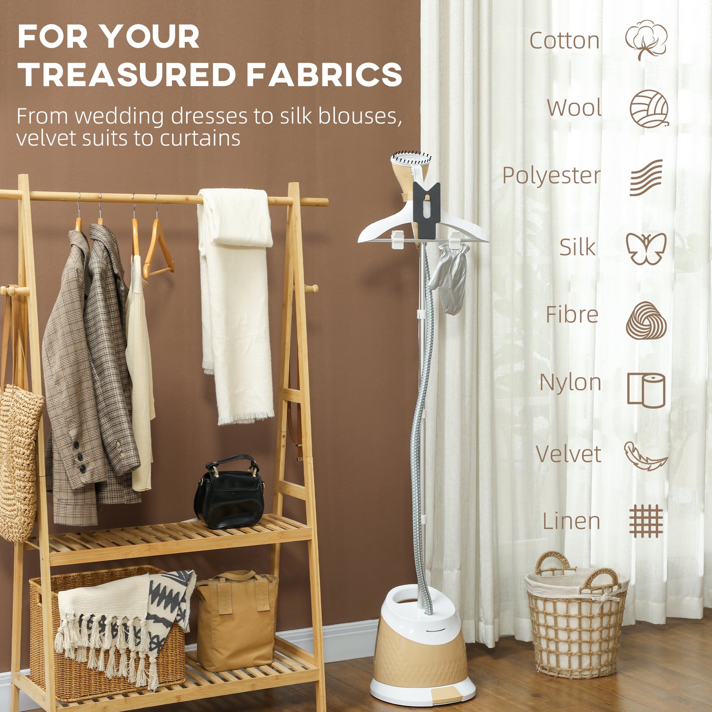 1800W Standing Clothes Steamer, with Accessories - Grey