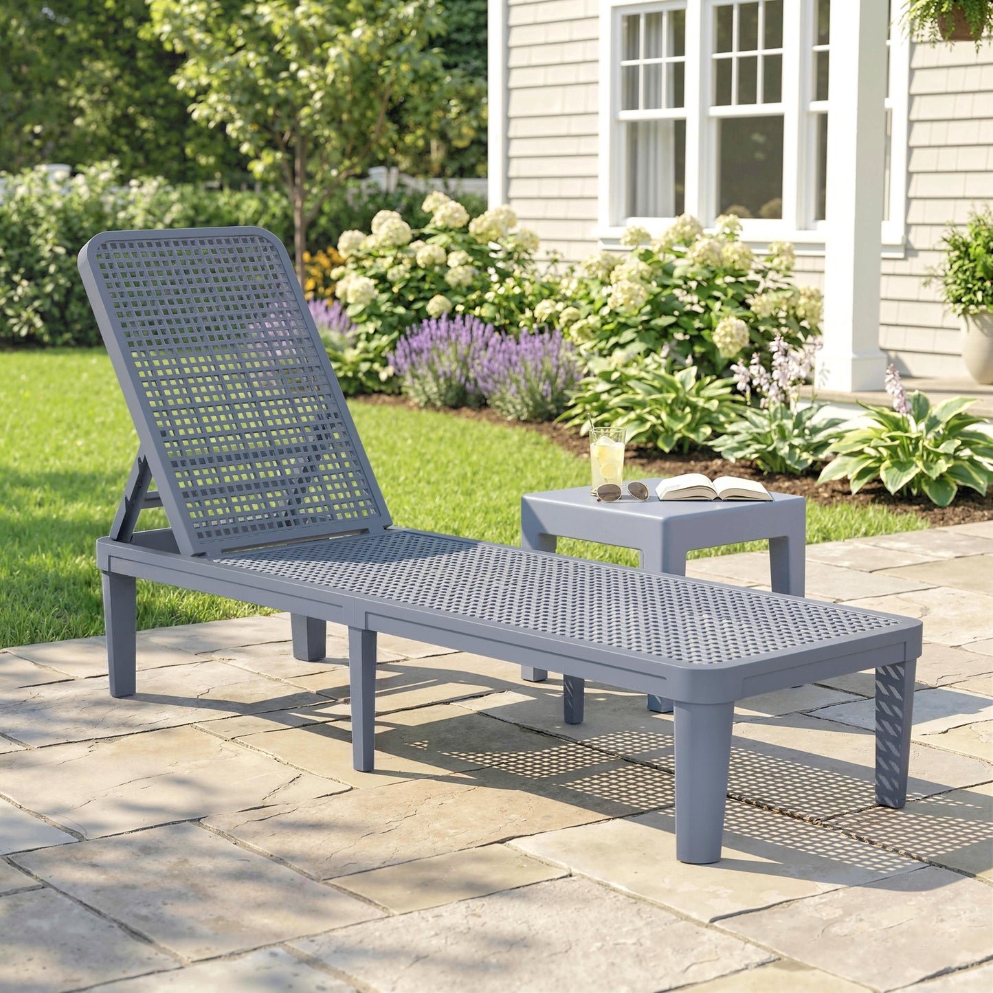 PP Plastic Sun Lounger | 4-Position Reclining | Anti-UV | Breathable Surface | 120kg | Dark Grey