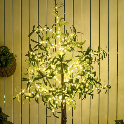 6ft Olive Tree Light with 300 Warm White LED Lights, Artificial Tree for Indoor, Party, Wedding, Christmas, Home Decoration, Green