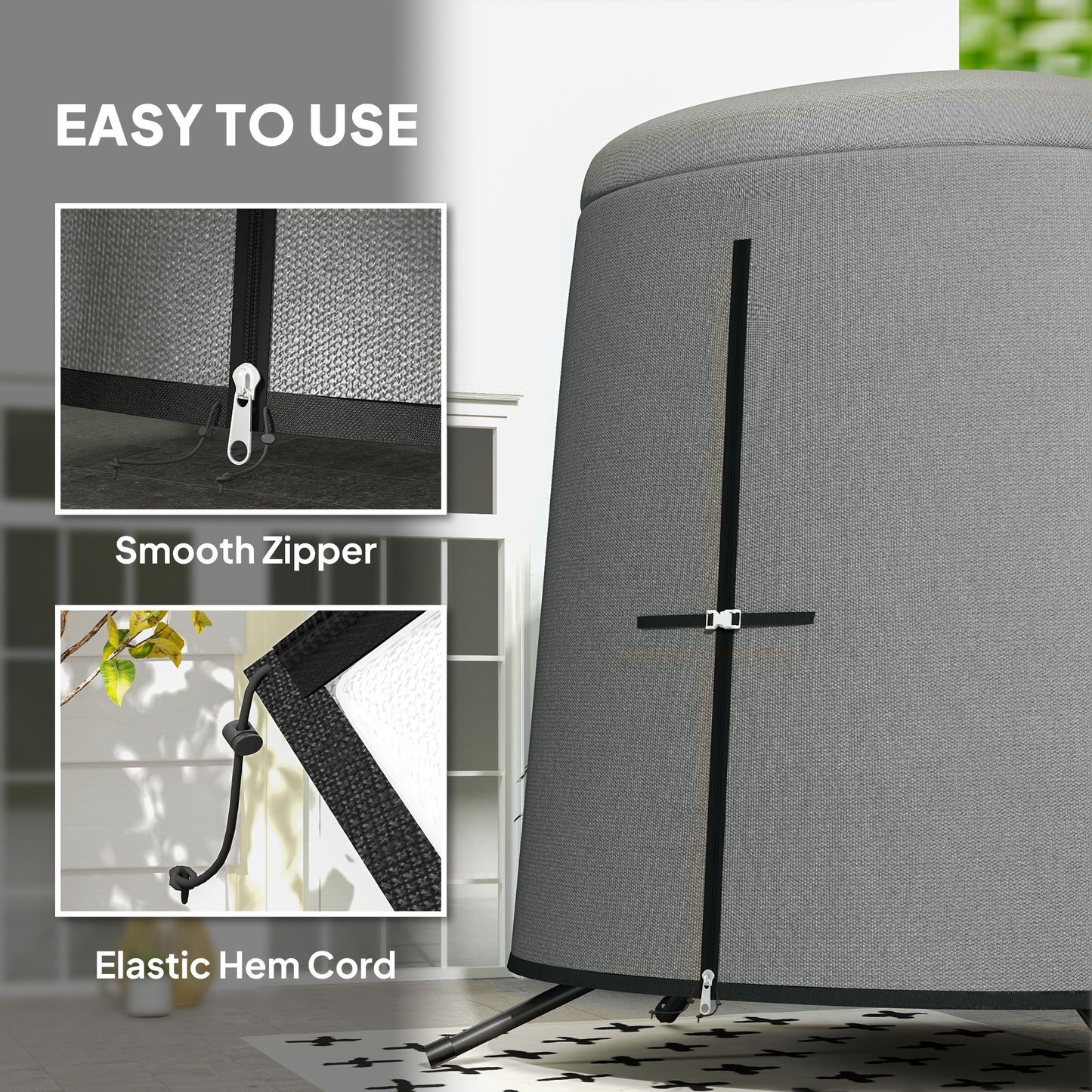 Outsunny 196 x 230 cm Hanging Egg Chair Protective Cover - Grey