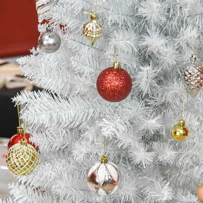 1.8m 6ft Artificial Pine Pencil Slim Tall Christmas Tree With 390 Branch Tips Holiday Décor with Stand White