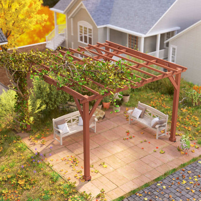 Outsunny 3.3 x 3.3(m) Wooden Pergola Kit, Graden Pergola Gazebo Grape Trellis with Stable Structure for Climbing Vines, Flowers