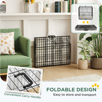 Foldable Dog Crate XS | 2 Doors | Soft Washable Cushion | Removable ABS Tray | Extra Small Dogs up to 4kg | 60 x 40 x 50cm | Black