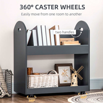 2-Tier Storage Shelves, Kitchen Cart Shelf Unit with Wheels for Dining & Living Room, Home Study, Grey