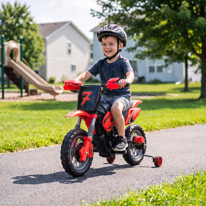 AIYAPLAY 12V Kids Electric Ride-On Motorbike | Red, Orange or Green | Dual 35W Motors, Training Wheels & Rear Suspension | Ages 3–6