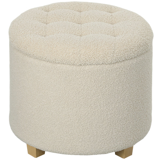 31.8L Teddy Fleece Storage Ottoman - Cream White