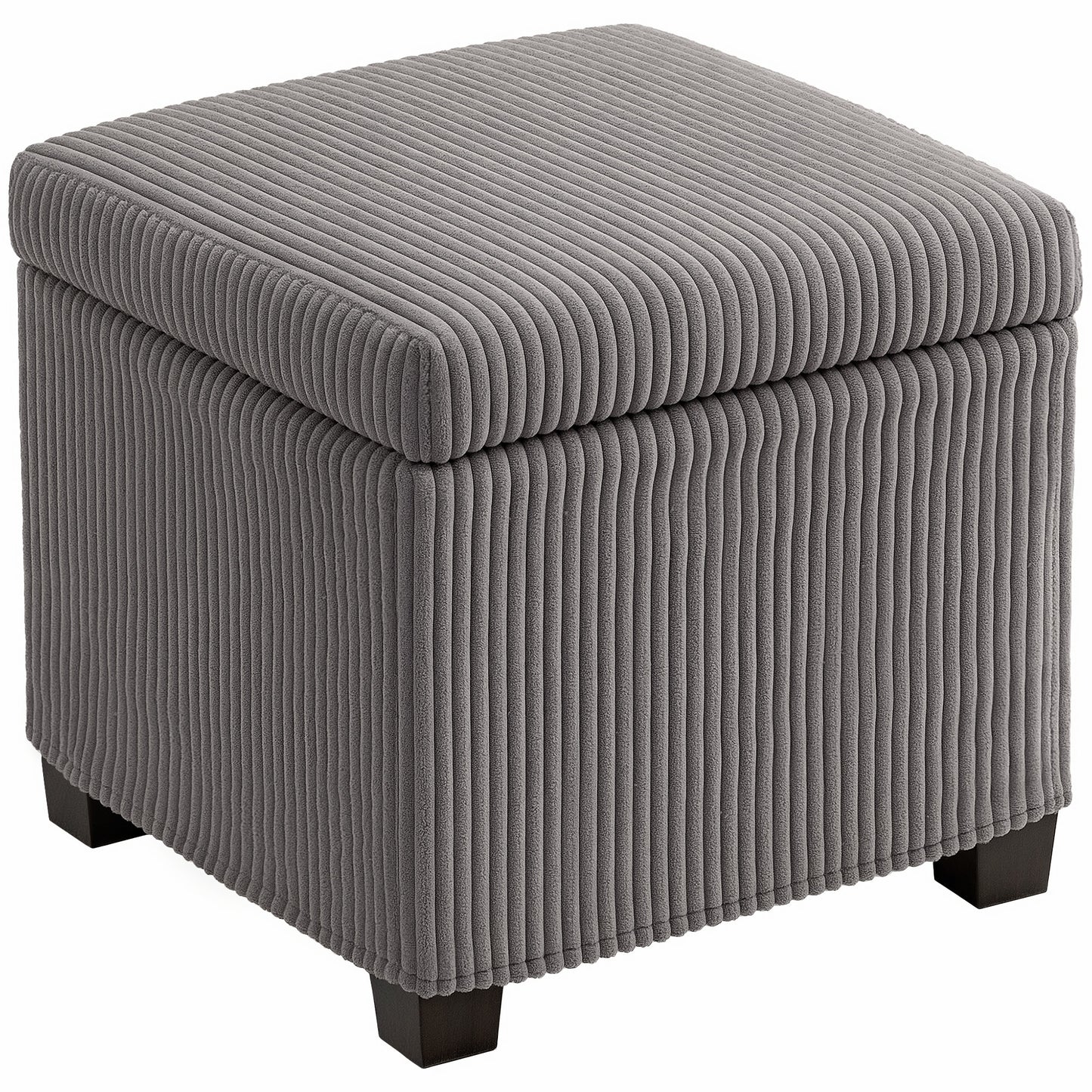 Storage Ottoman Bench, Corduroy Footstool with Removable Lid and Legs, 40cm Storage Chest Box for Living Room, Bedroom, Hallway, Grey
