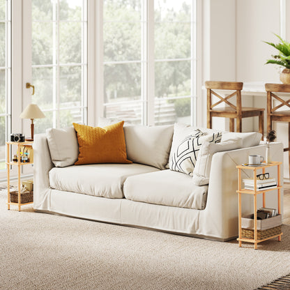 Bamboo Side Table, 3-Tier Slim End Table, Nordic Style, for Living Room, Bedroom, Office, Tool-Free Assembly, Natural Wood Finish