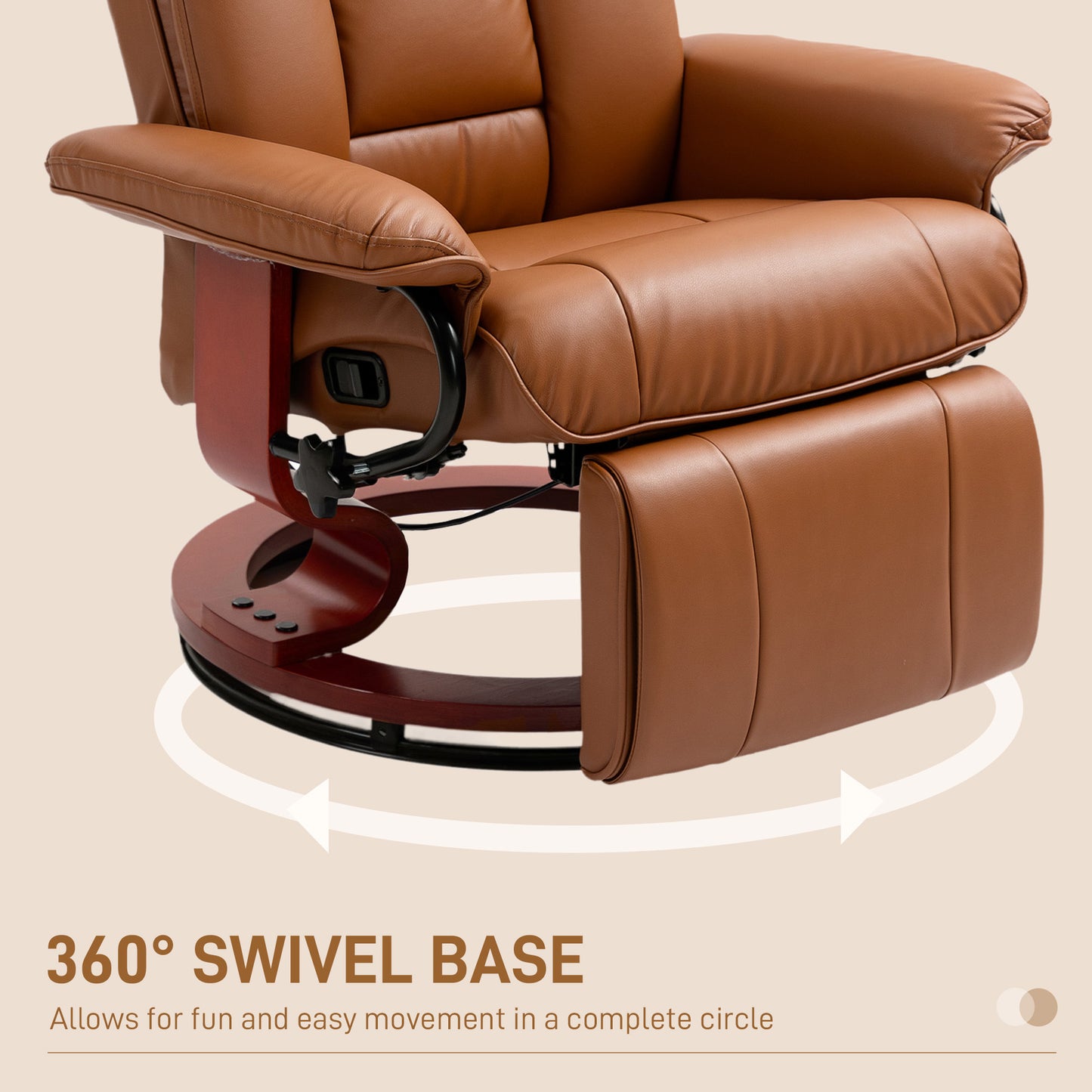Faux Leather Recliner Chair - Brown