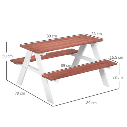 Kids Wooden Picnic Table & Bench Set | Ages 3-8 | EN71 Tested | Weatherproof | Brown
