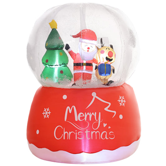Outsunny 5.5FT Christmas Inflatable Crystal Ball with Santa Claus, Reindeer Decoration, Blow Up Crystal Ball with LED Lights for Indoor, Outdoor