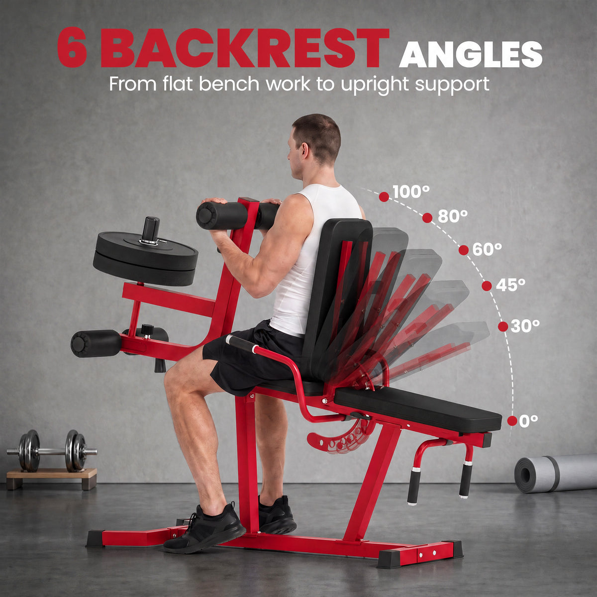 SPORTNOW 3-in-1 Weight Bench & Leg Extension Curl Machine | Red | 163x58x118cm | 300kg Capacity | 6-Position Backrest 0-100° | Leg Developer 0-90° | 75kg Weight Peg | Steel & PU Leather