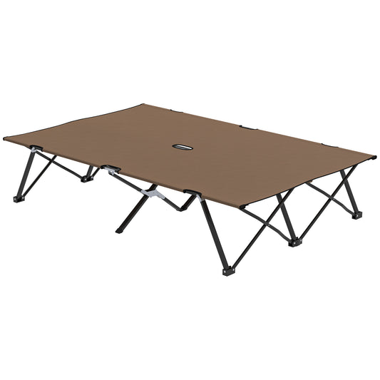 Double Camping Cot Bed, with Bag - Khaki