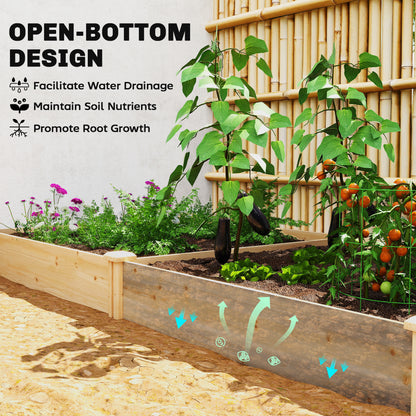 Outsunny Raised Garden Bed, Wooden Planter Box with Divider and Open Bottom for Flowers, Herbs, Vegetables, DIY Painting