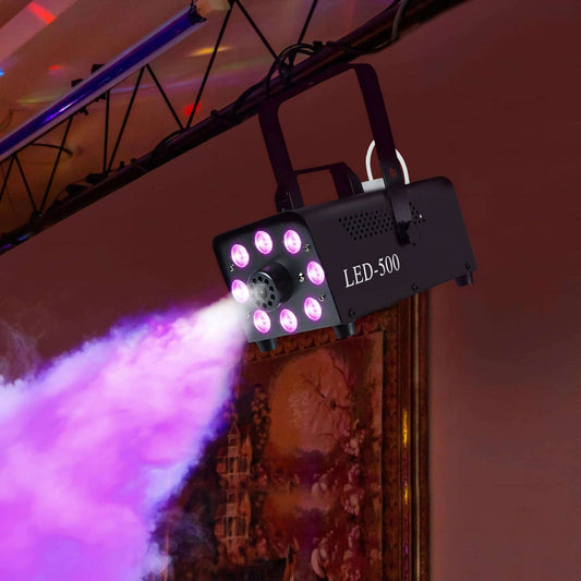 Smoke Machine with 3 RGB LED Lights with 13 Colours and 4 Effects, 450W 2000CFM Fog Machine with Wired and Wireless Remote Controls