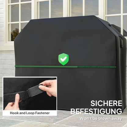 Outsunny BBQ Cover for Rectangular Gas Grill, 600D UPF30+ Oxford Fabric Barbecue Cover for Waterproof Protection Rip-Proof, with Windproof Hook and Loop Fasteners