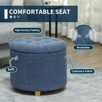 31.8L Teddy Fleece Storage Ottoman - Blue