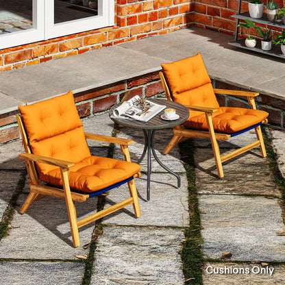 Set of 2 Garden Chair Cushions | 10cm Thick | PP Cotton Filling | Button Detail | Tie Fastenings | Fade & Stain Resistant | Adirondack & Rocking Chairs | 115 x 56 x 10cm | Orange