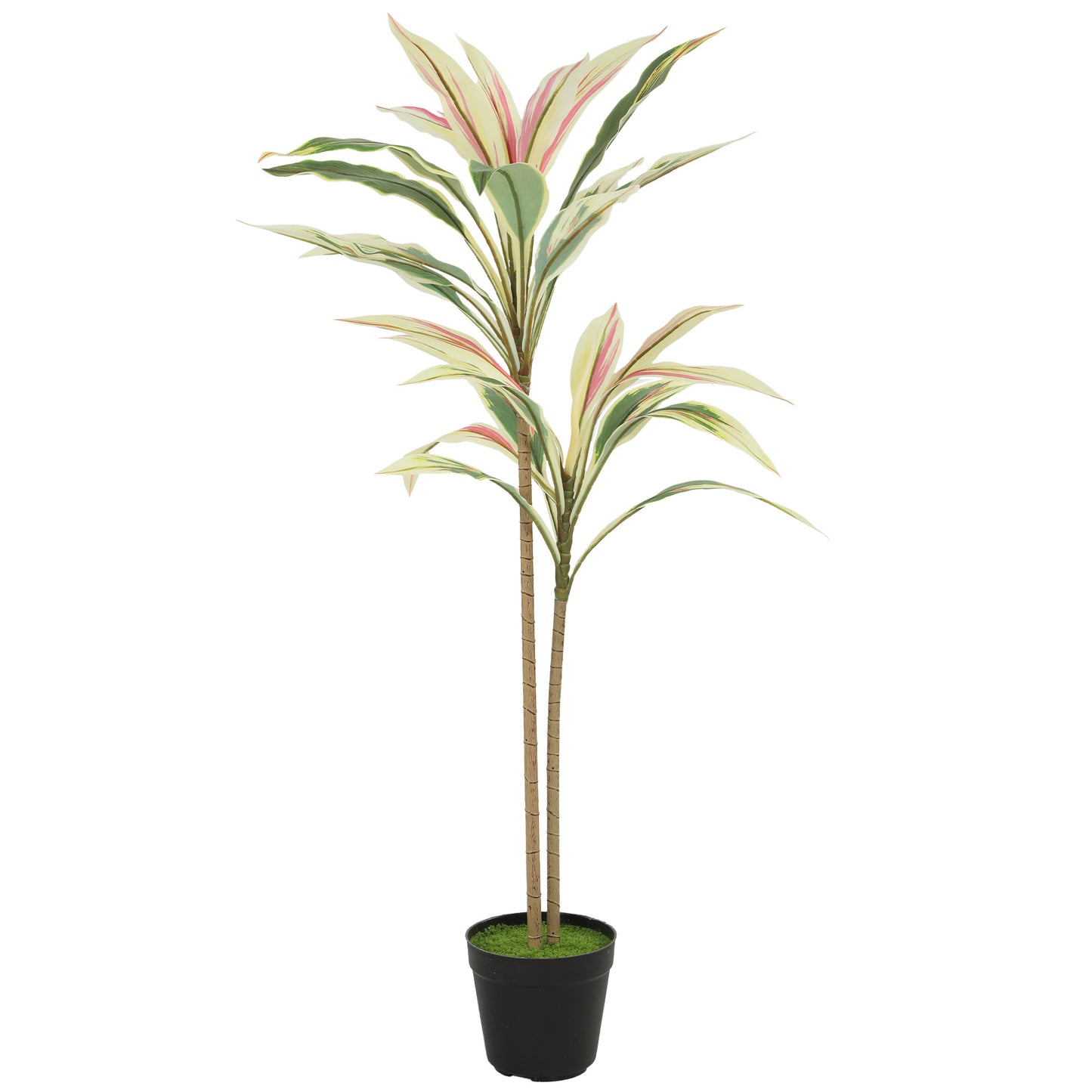 Artificial Cordyline Tree | 90cm | 29 PEVA Leaves | Soft-Touch | Moss Effect Base | Cement Pot | Shapeable | No Maintenance