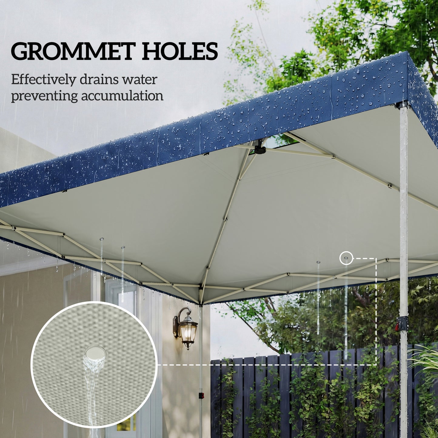 3x3m Gazebo Roof Replacement Canopy | UV50+ Waterproof | 210D Silver-Coated Oxford Fabric | Double Vented | 8 Drainage Holes | Hook & Loop | Fits 3x3m Straight-Leg Frames | Blue