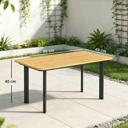 Outdoor Garden Coffee Table | Slatted WPC Top | Powder-Coated Frame | Adjustable Feet | 50kg | 90x49x40cm | Brown