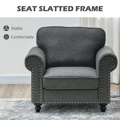 Vintage Retro Style Mid-Century Armchair, with Pocket Springs - Dark Grey